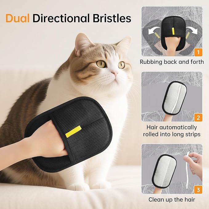 Pet Hair Removal Glove - Cat & Dog Electrostatic Hair Remover Grooming Glove,Suitable for All Pets 2Pcs