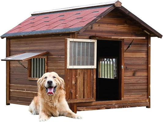 Big Dog House Outdoor, Dog Houses for Large Dogs Outside,Luxury Pet House Waterproof, Warm Dog Houses with Waterproof Roof for All Seasons, 3XL