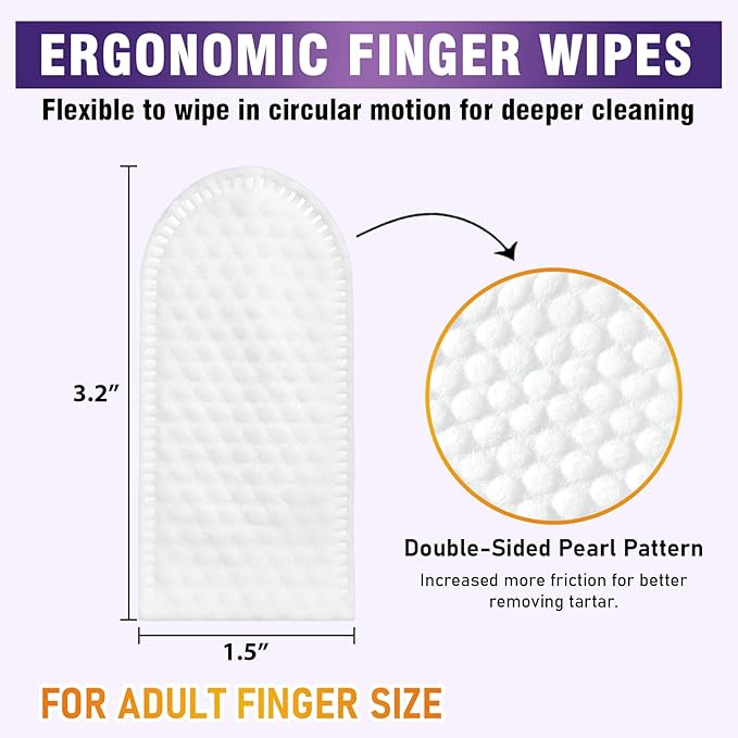 Teeth Cleaning Wipes for Dogs & Cats, Dental Care Finger Wipes, Remove Plaque, Tartar & Bad Breath, Disposable Gentle Cleaning & Gum Care Pet Wipes, No-Rinse Dog Finger Toothbrush, 50 Counts