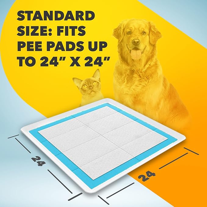 TidyFriend 2 Pack Dog Pee Pad Holder Tray Fits for 24” x 24” Wee Wee Pee Pads - Stable Grip, Raised Edges, Quick-Wipe Silicone Surface Dog Potty Tray Holder for Indoor Flooring Protection (White)