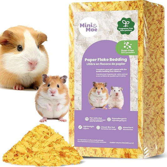 mini&moe Guinea Pig Bedding 25 Liters: Dust-Free and Odor Control Moisture Absorbent Natural Paper Small Pet Bedding - for Guinea Pigs, Hamsters, Rabbits, and Small Animal