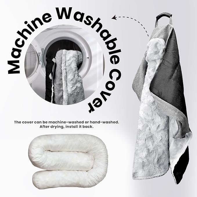 Calming Dog Couch Bed for Large Dogs, 41 x 37 inch Waterproof Removable Pet Mat Couch Cover for Furniture Protector, Non-Slip Fluffy Pelsbarn Dog Bed for Couch, Sofa, Outdoor - Tie-Dye Grey