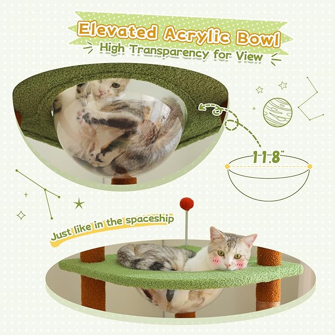 PEQULTI Floor to Ceiling Cat Tree 92.9’’-101.6’’ Height Adjustable Mushroom Cat Tower Tall Climbing Play House with Scratching Posts, Cozy Condo, Perches and Large Hammock for Indoor Cats Brown