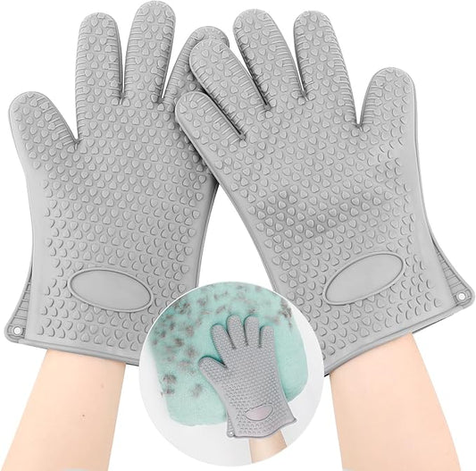 Pet Hair Remover Gloves - Sticker Gloves Clean Pet Hair on Furniture with Ease, Suitable for Soft and Irregular Surfaces. Such as Sofas, Pillows, Mattresses, Cat Trees. (Silicone, Grey(2 PCS)