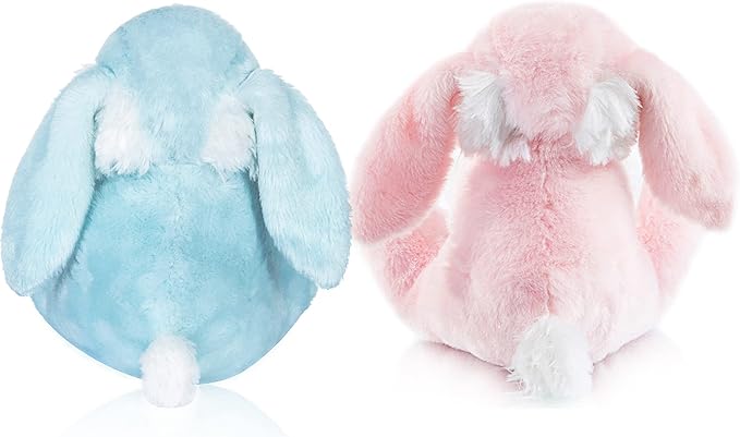 My OLi Bunny Stuffed Animal Pack of 2 Plush Rabbit 7in Stuffed Bunny with Floppy Ear Bedtime Friend Soft Toy Gifts for Girls Boys Kids, Pink & Blue
