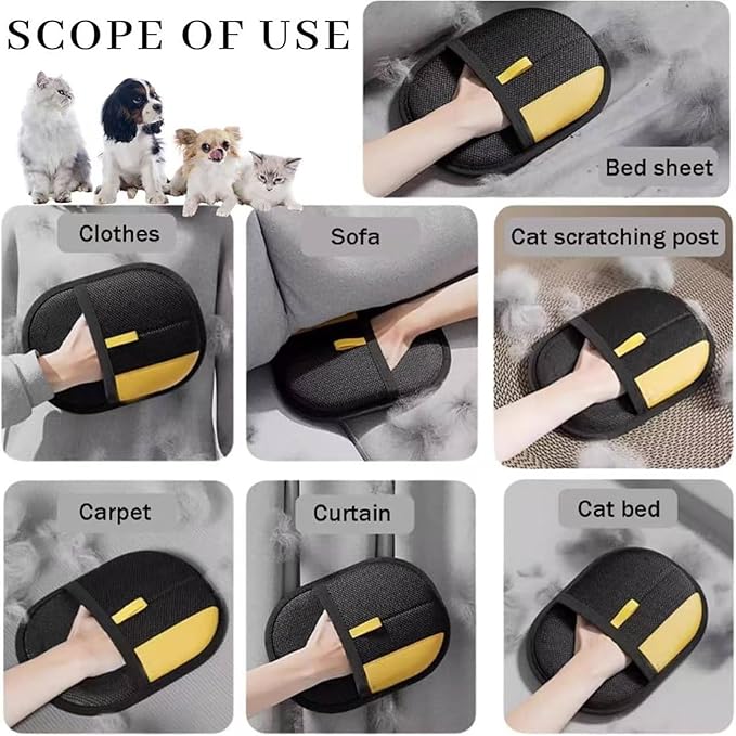 Whisker Gizmo Pet Hair Remover，Reusable Pet Hair Remover Glove，Pet Hair Removal Glove, Ultimate Pet Grooming Glove for Cats & Dogs - Dual-Sided Electrostatic Pet Hair Remover Mittens (3PCS)
