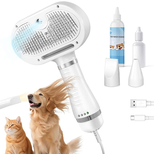 Cat Steam Brush with 600W High-Power Pet Dryer, Pet Spray Hair Removal Comb, 5 in 1 Cat & Dog Brush for Shedding, Includes Shampoo(Wired)