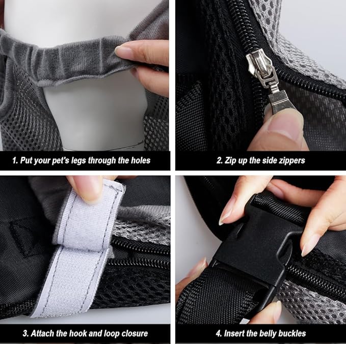 FEimaX Dog Carrier Backpack Pet Legs Out Front Cat Travel Bag, Adjustable Puppy Backpacks Carriers Hands-Free for Small Medium Dogs Cats Hiking Traveling Camping Daily Walking (X-Large, Grey)