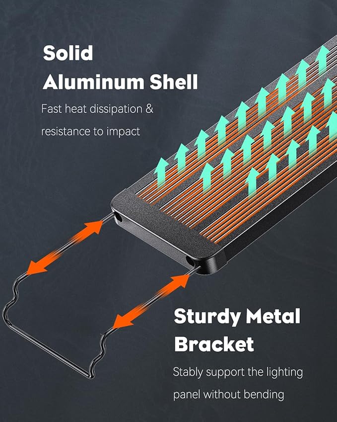 Pawfly 36W Saltwater Aquarium Light for 36" to 45" Fish Tanks Dimmable LED Reef Light for Coral Extendable Marine Fish Tank Light with Full Spectrum D/N Mode Timer Auto On/Off Adjustable Brightness