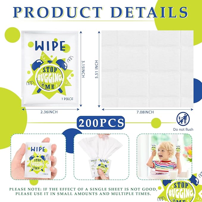 Tondiamo 200 Pcs Feminine Wet Wipes for Women Individually Wrapped Flushable Wipes Travel Size Soothing Personal Wipe Cleansing Natural Ingredients for Feminine Daily Use(Peppermint)