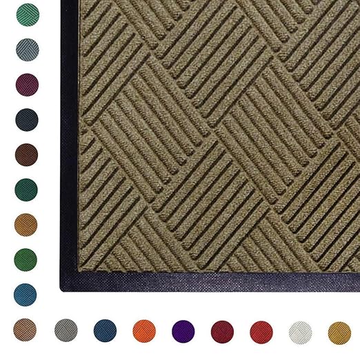WaterHog Diamond | Commercial-Grade Entrance Mat with Rubber Border – Indoor/Outdoor, Quick Drying, Stain Resistant Door Mat (Camel, 3' x 5')