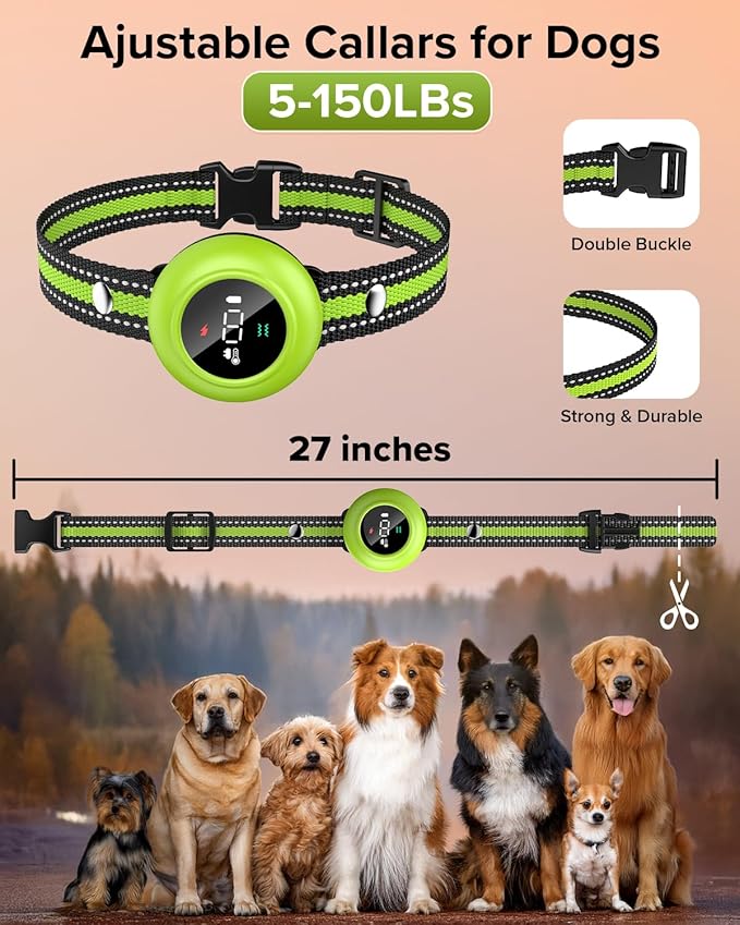 XDX 2-in-1 Dog Shock Collar & Bark Collar – 3300FT Dog Training Collar with Remote, Automatic Anti-Barking, 5 Adjustable Sensitivity Levels, IP67 Waterproof E-Collar for Small Medium Large Dogs