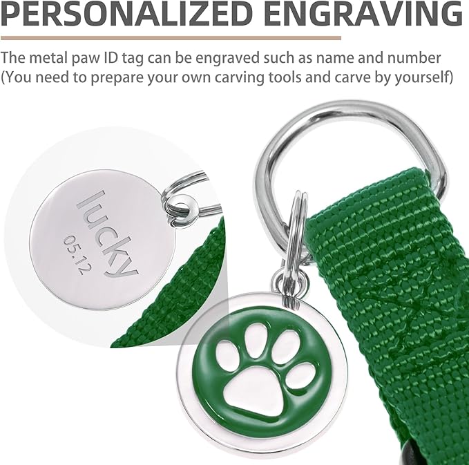 PUPTECK No Pull Dog Harness Soft Adjustable Basic Nylon Step in Puppy Vest Outdoor Walking with ID Tag, Blackish Green, L