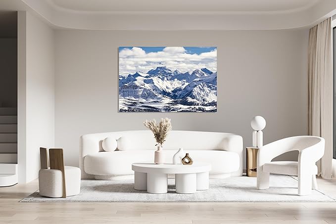Nature Wall Art Prints - Ocean Forest Mountain Lake Canvas Landscapes - Small to Extra Large Living Room Bedroom Kitchen Bathroom Décor (Snowy Mountains Landscape, 20L" x 30W")