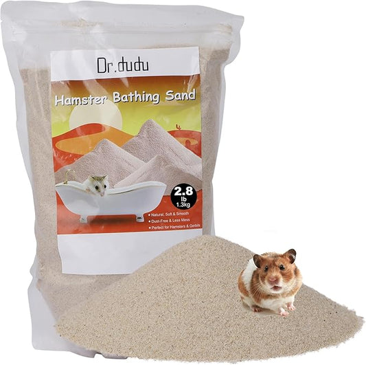 DR.DUDU Hamster Bath Sand, 2.8lb Dust Free Desert Sand or Potty Litter Sand for Hamster Chinchillas Gerbil Syrian Mice Small Animals (Beige)