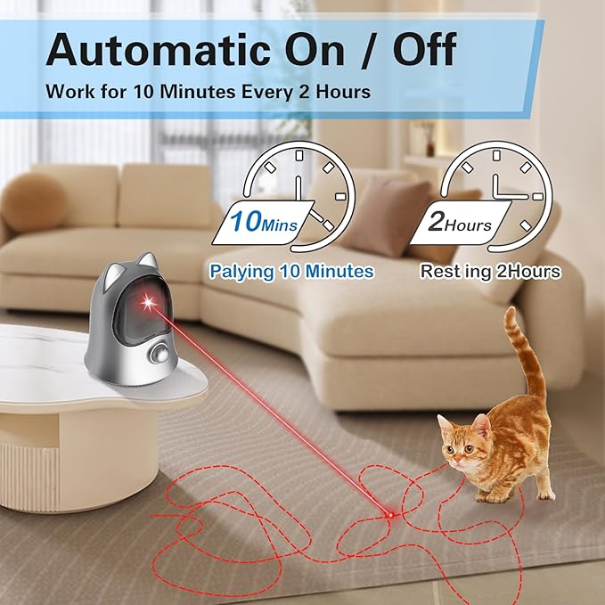 Cat Laser Toys for Indoor Cats, Random Trajectory Laser Cat Toy, Interactive Cat Toys for Bored Indoor Adult Cats/Kittens/Dogs (Silver)