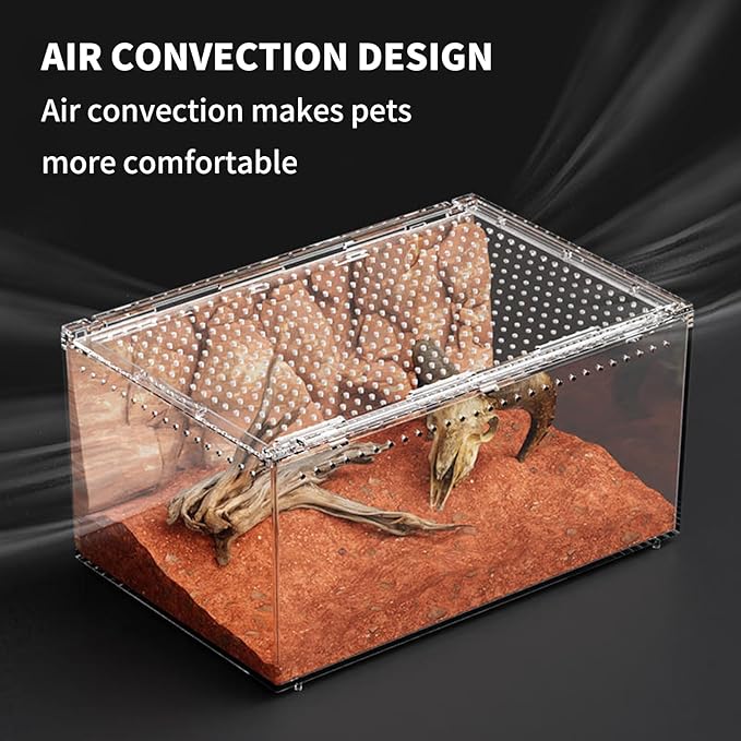 【No Assembly】 Reptile Tank Enclosure with Magnetic Button.16" * 10" * 8" Thicken Snake Enclosure Cage,Batch Stackable Reptile Breeding Tank for Insect,Fish,Tarantula,Hermit Crab,Jumping Spider
