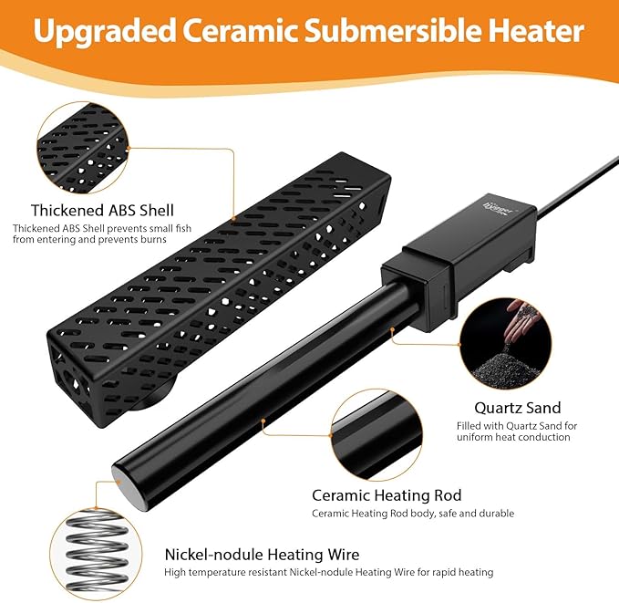 hygger Upgrade Ceramic Aquarium Heater, 300W Digital Fish Tank Heater with Automatic Power-Off and Over-Temperature Protection, Energy Saving Submersible Aquarium Heater for Freshwater and Saltwater