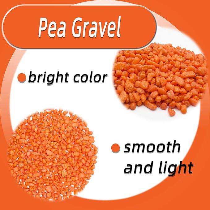 Orange Pebbles for Crafts, 0.9 Pound Natural Polished Aquarium Gravel, Decorative Pebbles for Indoor Plants, Turtle Tank, Vase, Succulents Cactus, Garden Landscaping