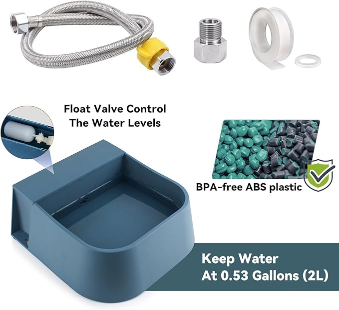 NAMSAN Automatic Dog Water Dispenser with Float Valve, 3/4'' Anti-Bite Metal Pipe, Outdoor Automatic Water Dispenser for Cats Chicken Animals, Goat Waterer, Livestock Water Trough