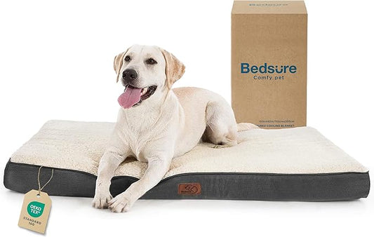 Bedsure Dog Beds Large Sized Dog - Orthopedic Flat Pet Beds with Removable Washable Cover, Egg Crate Foam Puppy Mat, Suitable for Pet Up to 65 lbs