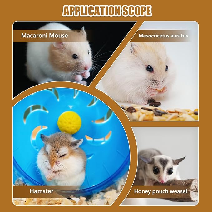 Hamster Toys 5-Piece Set,Hamster House, Swing, Climbing Ladder, Seesaw & Exercise Wheel,Pet DIY Sport Exercise Toys Set, Small Animal Habitat Accessories,Gerbils, Mice(Natural Wood A)