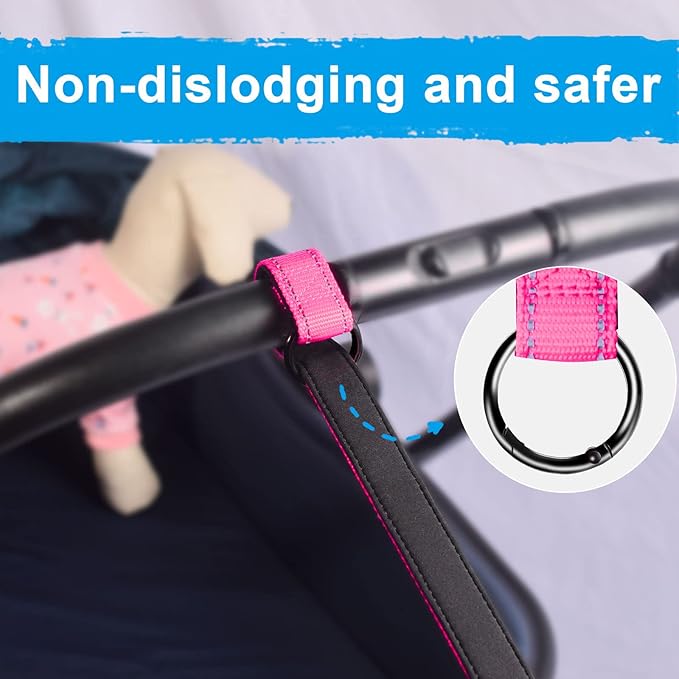 PetBonus Short Dog Leash, Safety Wrist Strap for Retractable Dog Leash, Reflective Design and Adjustable Soft Padded Handle, Extra Layer Security for Pet Stroller (Pink) 1 Pack