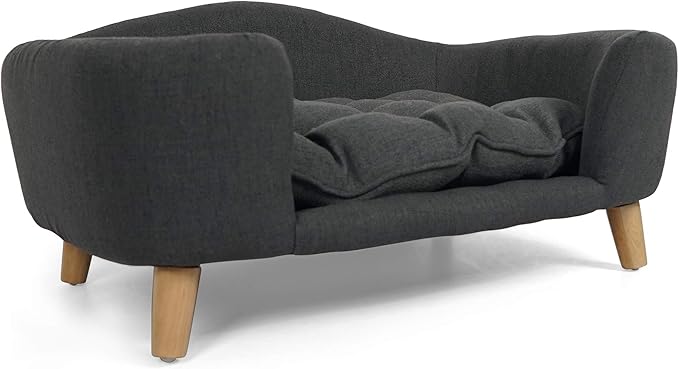 Christopher Knight Home Elroy Orthopedic Dog Bed, Elevated Dog Sofa Bed for Small Dog, Supportive Foam Pet Couch Bed with Wooden Legs, Modern Pet Sofa Bed, Dark Gray