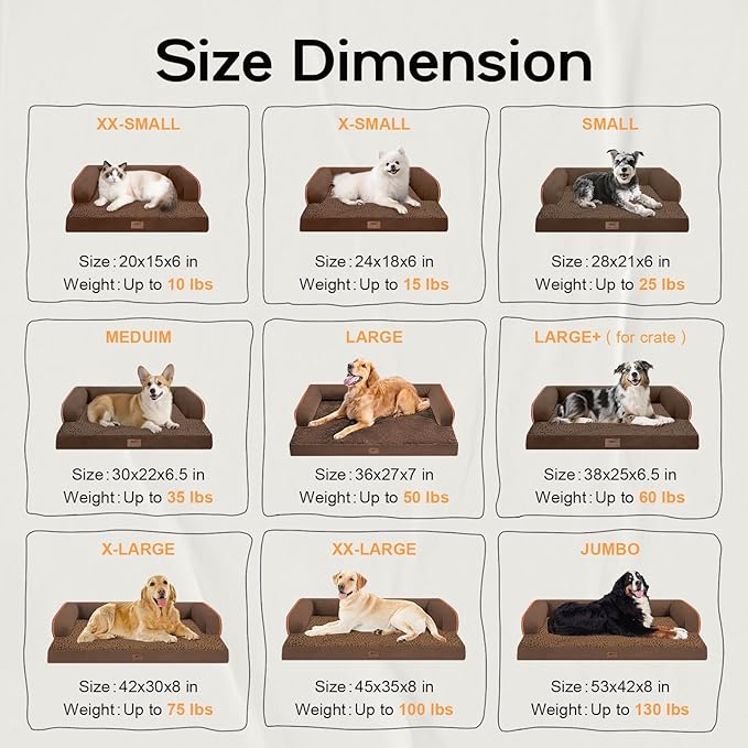 Small Dog Bed Orthopedic Washable Cat Bed Memory Foam Couch Sofa Comfy Pet Beds with Waterproof Removable Cover & Non-Slip Bottom