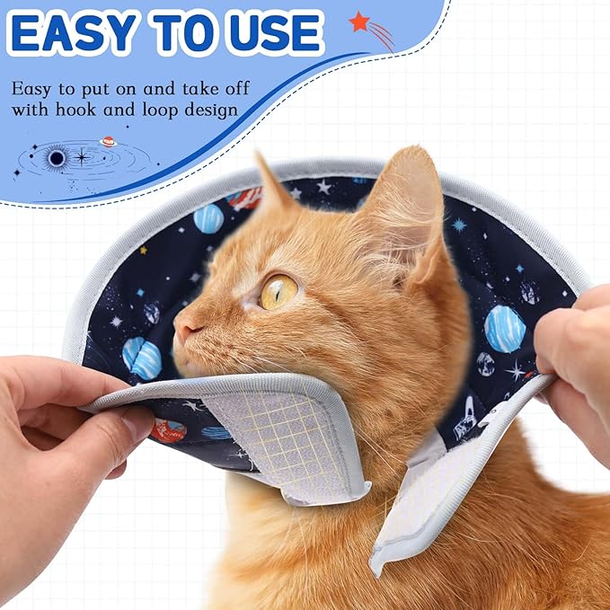 Cat Cone Collar Soft, Comfortable Cat Recovery Collar Pet Cone for Small Large Cats, Lightweight Elizabethan Collar for Cats Kittens After Surgery Prevent from Licking Wounds, Star, S
