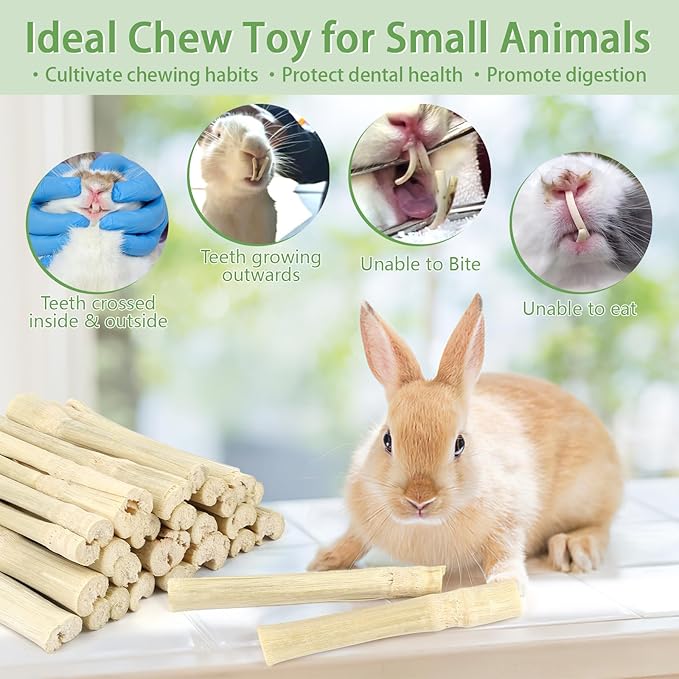 PEASUG 300g Sweet Bamboo Chew Sticks for Rabbits, Natural Bunny Chinchilla Chew Sticks Toys, Small Animal Teeth Grinding Toys and Molar Treats for Chinchilla, Guinea Pigs, Squirrel, Hamster