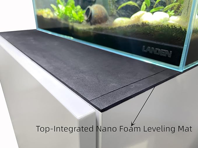 LANDEN Aquarium Stand and Cabinet, for up to 105Gal Tank, Fish Tank, Nano Foam Leveling Mat Included, Contemporary and Simple Design W47.2xD23.6xH31.49 in Wooden Matte White Painted (Stand Only)