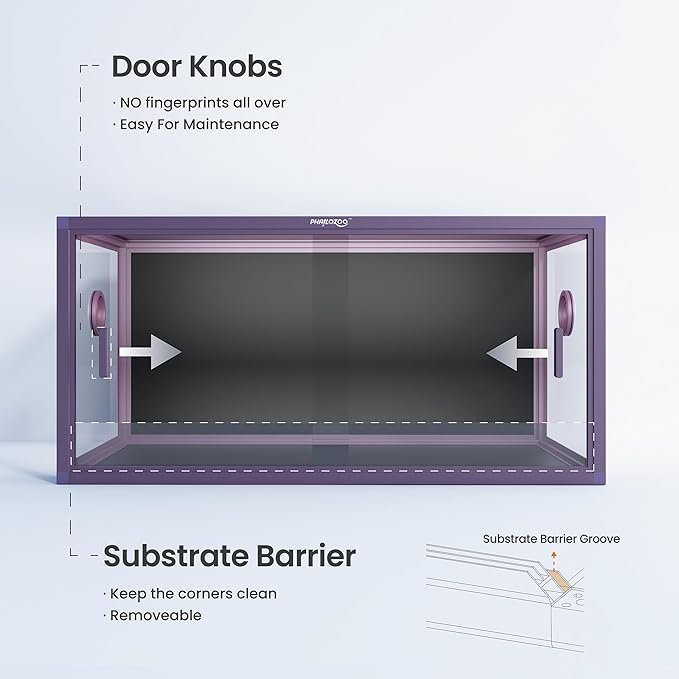 50 Gallon Bearded Dragon Tank, Reptile Enclosure for Easy Maintenance, Front Opening Reptile Tank with Top Screen Ventilation & Glass Sliding Door 36''x18''x18''