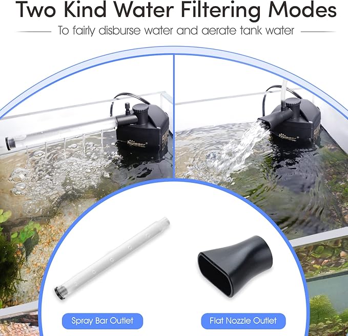 hygger Submersible Aquarium Power Filter 170 GPH for 15-30 Gallon Fish Tank Corner Internal Filter with Bio Ball Sponge 3-Stage Filtration System