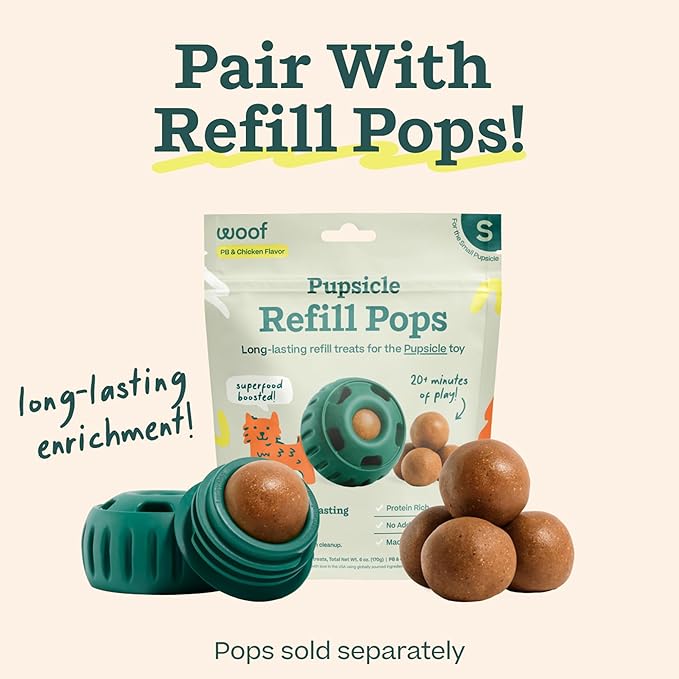 WOOF Pupsicle - Long-Lasting Interactive Dog Toy to Keep Your Pup Busy and Distracted - Safe for Dogs - Low-Mess Design - Dog Toys for Small Dogs 10-25 lbs