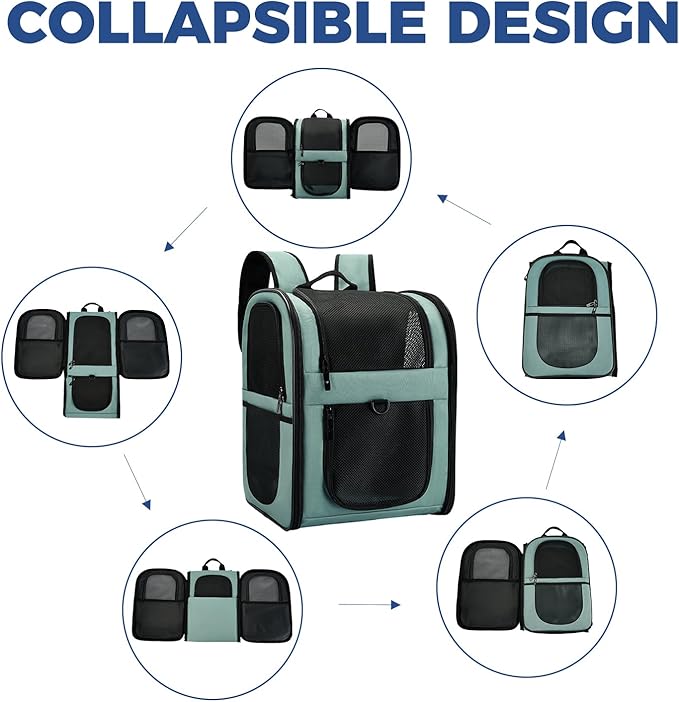 Apollo Walker Dog & Cat Carrier Backpack for 4-15lb Pets - Ventilated Safe Design with Padded Back Support, Breathable Mesh Pet Backpack for Hiking, Travel, Outdoor (Blue)