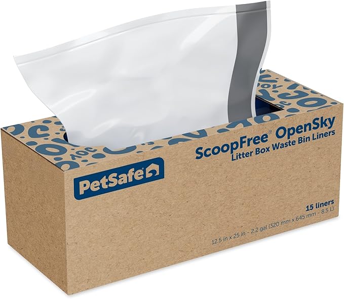 PetSafe Waste Bin Liners – Drawstring Liners for ScoopFree OpenSky Cat Litter Box – Easy Cleanup, 15 Count