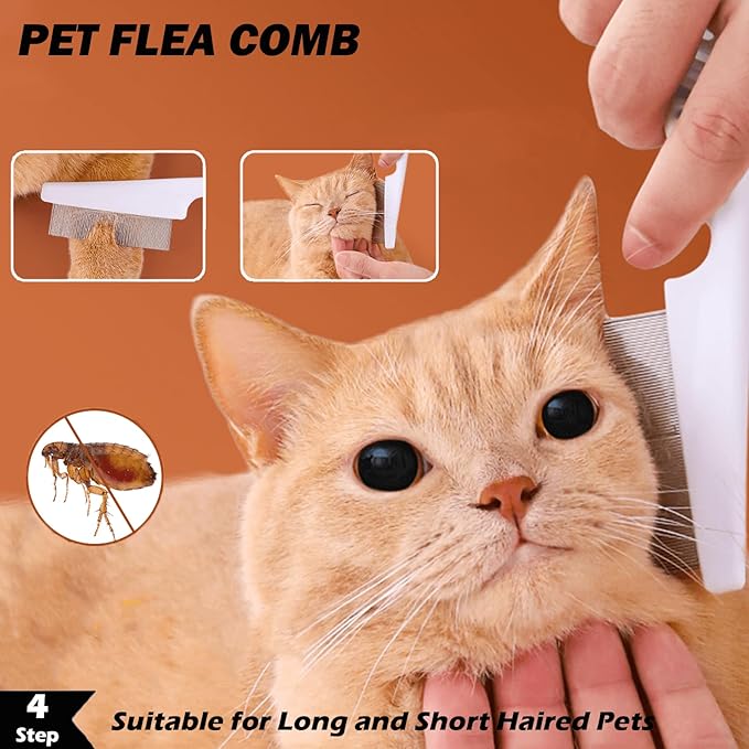 5 Pack Cat Steam Brush Kit - Pet Mist Water Brush for Dogs, Includes Steamy Brush, Undercoat Rake, Bath Brush, Flea Comb - Dynamic Dematting Tool