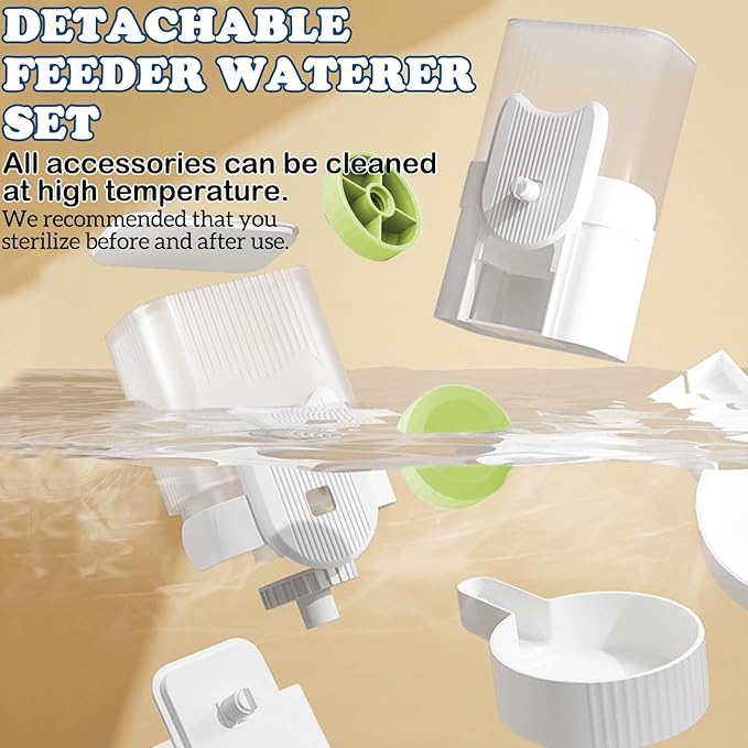 kathson Rabbit Gravity Auto Feeder Set 35oz Hanging Automatic Food Water Dispenser Cage Automatic Feeder Set for Rabbit Chinchilla Guinea Pig Hedgehog Ferret Kitty Puppy (Green)