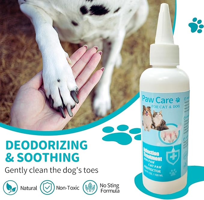Itch Relief Dog Paw Cleaner, Dog Licking Paws Treatment,Paw Cleaner for Dogs,3.4oz Dog Paw Cleaning Solution, Dog Foot Cleaner, No Rinse Pet Toes Drops Safe Cat Cleanser Care for Cleaning Grooming