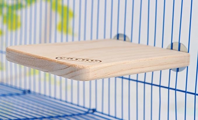 Hypeety Wooden Platform Pet Dwarf Hamster Gerbil Rat Small Animal Sport Exercise Toy Pet Parrot Bird Cage Perches Square Toy (M)