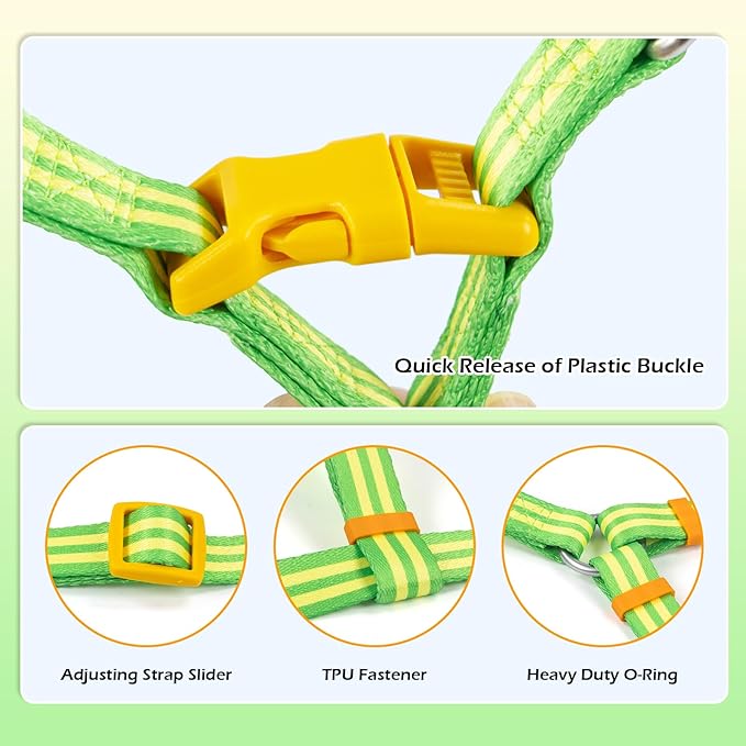 Stripe Step in Dog Harness for Small Dogs, Freedom Nylon Dog Halter Vests, Lightweight and Escape Proof Puppy Harness, Quick Fits for Small Medium and Large Dogs, Green M