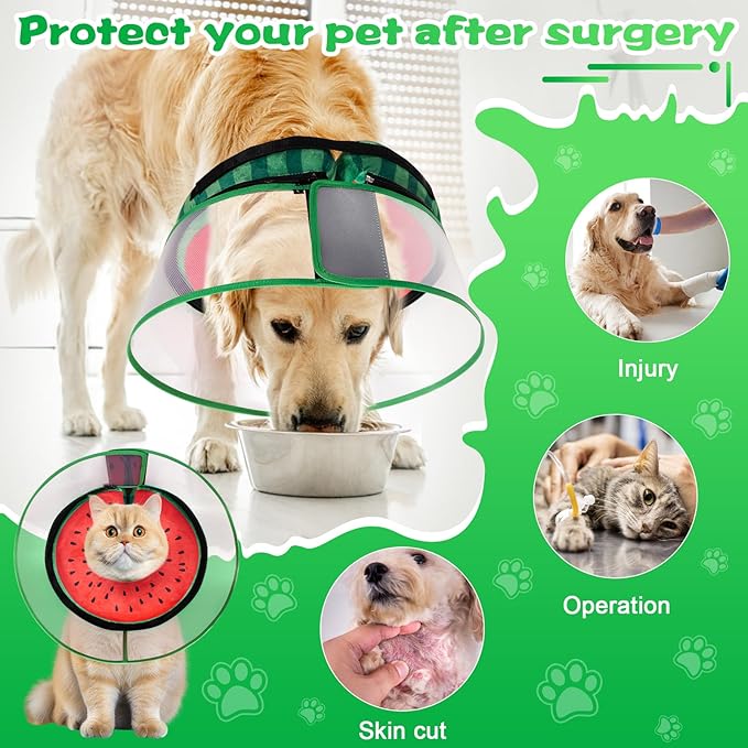 Inflatable Dog Cone Collar with Detachable Enhanced Anti-Licking Shield, Soft Neck Donut Collar for Dogs After Surgery, Adjustable Dog Cone Alternative for Large Medium Small Dogs & Cats