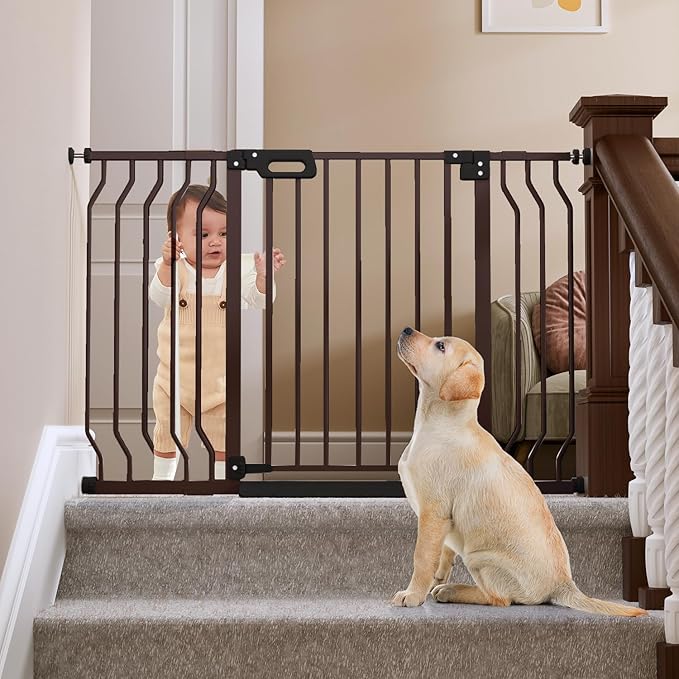 Mom's Choice-GROWNSY Baby Gate for Stairs, 29"-43" Pressure Mounted Pet Gate for Doorways-Auto Close Dog Gate for The House-Easy Installation & Walk Thru Wide Safety Gate