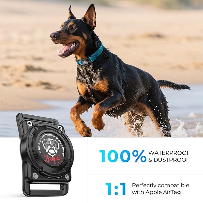 2025 Upgrade Airtag Dog Collar, Reflective Dog Collar with Airtag Holder, IP68 Waterproof| Metal Buckle| Ultra-Durable| Comfortable Padded, GPS Dog Collars for Medium Large Dogs (Blue,L)