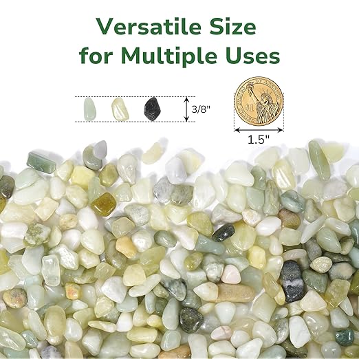 GreatBuddy 5-lb Decorative Rocks for Indoor Plants, 3/8" Jade Pebbles for Planters, Gravel for Succulent, Vases, Bamboo, Garden Landscaping, Crafts, Aquariums, Natural Polished
