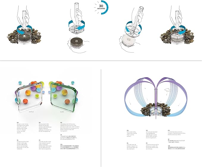 biOrb Classic 60 Acrylic 16-Gallon Aquarium with White LED Lights Modern Tank for Tabletop Display, Silver