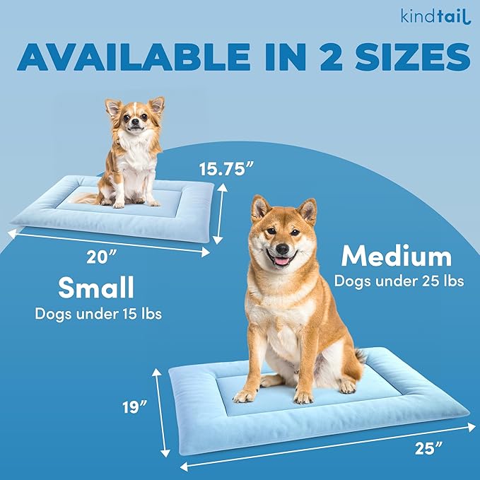 KindTail Dog Crate Pad - Soft Velvet, Reversible Bed - Machine Washable Kennel Mat for Pets up to 15 lbs, Mattress for Cozy Sleeping - 20” x 15” x 1” (Light Blue, Small)