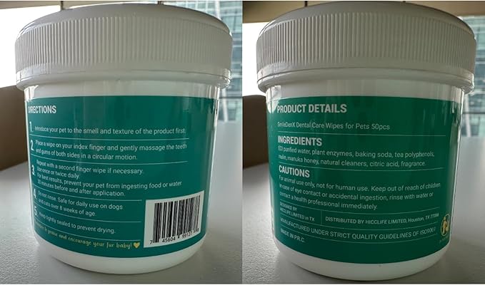 Dog Dental Care Finger Wipes - Teeth Cleaning Finger Wipes for Dog & Cats - Tooth Brushing Kit Dental Wipes for Dog - Reduces Plaque & Freshens Breath (50 PCS, Unscented)