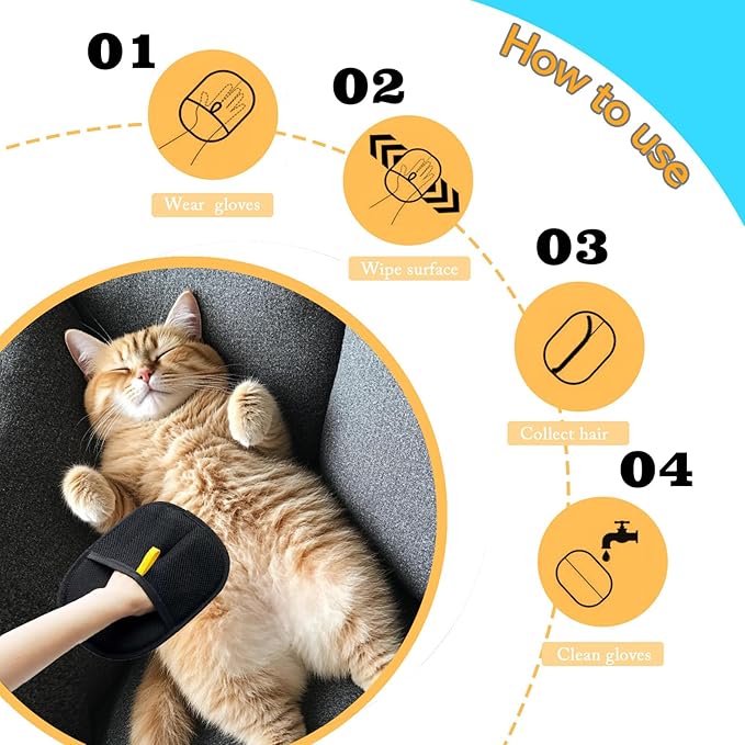 Pet Hair Remover Glove,2025 Pet Hair Remover Electrostatic Gloves,Washable Reusable Dogs Cats Hair Gloves for Furniture Bed Sheets Couch,Furniture,Carpet,Car Seat